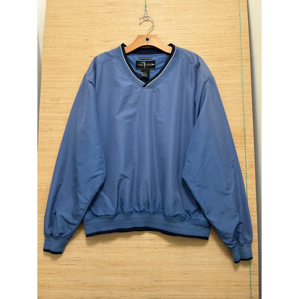 Page & Tuttle Mens Blue V-Neck Golf Windshirt Pullover Vented Back Size‎ Medium